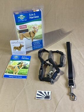 PetSafe 3-in-1 No Pull Dog Harness Extra Small XS Black Car Restraint